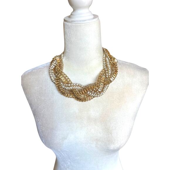 BCBG Maxazaria Multi-Color Gem Twist Statement Necklace, Gold & White, OS, NWOT - Picture 2 of 6